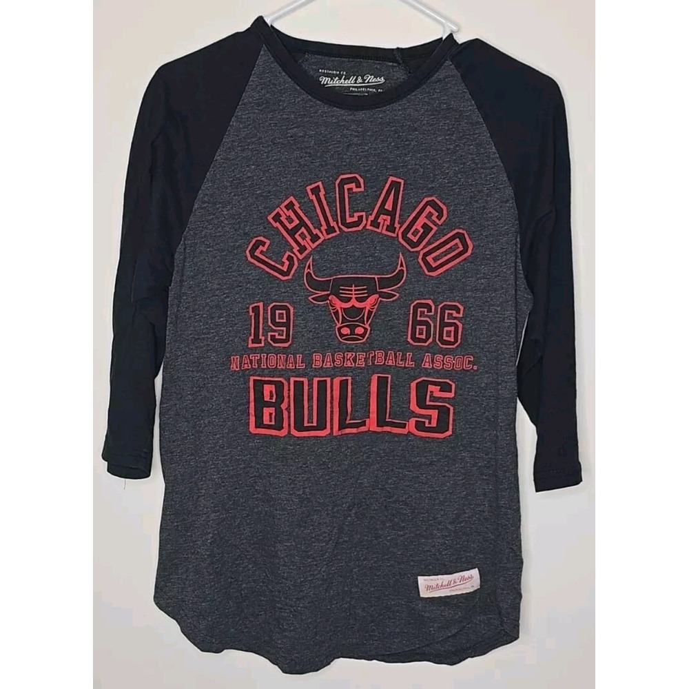 Chicago Bulls Mens Shirt S NBA Basketball Mitchell & Ness 3/4 Sleeve Tailored